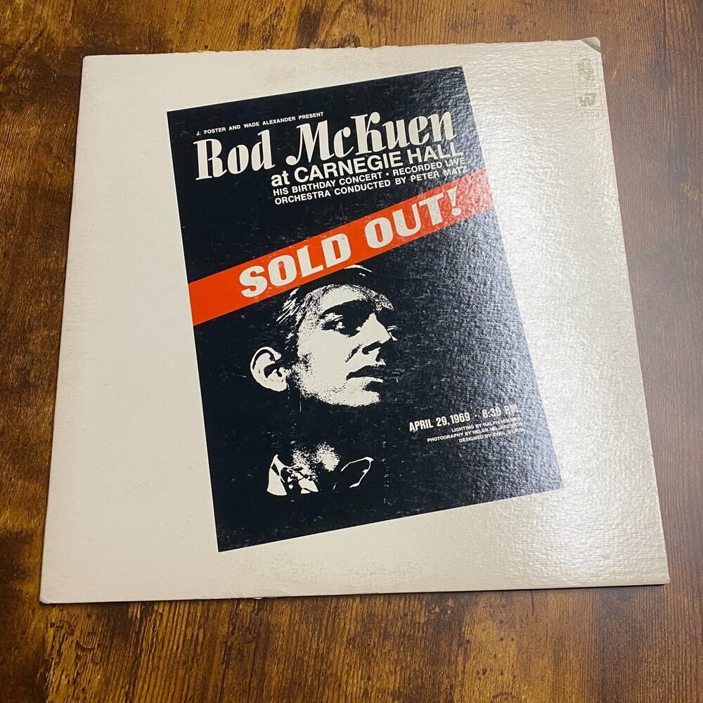Rod McKuen At Carnegie Hall April 29, 1969 2-LP WB/7A 1794 vinyl LP
